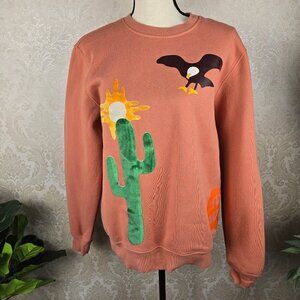 RokuStudio Size M/L Stay Wild Graphic Sweatshirt Salmon Color Unisex Long Sleeve